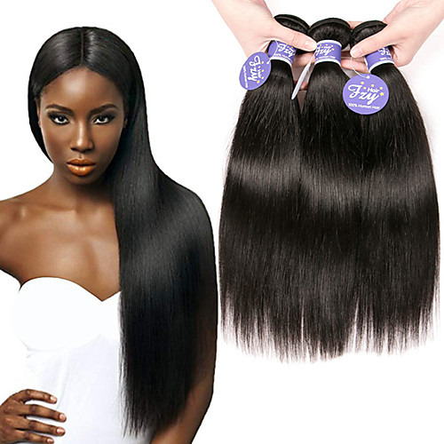 

3 Bundles Brazilian Hair Straight Remy Human Hair 100% Remy Hair Weave Bundles Natural Color Hair Weaves / Hair Bulk Extension Bundle Hair 8-28 inch Natural Human Hair Weaves Valentine 100% Virgin