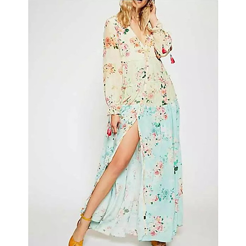 

Жен. Богемный С летящей юбкой Платье - Цветочный принт Макси