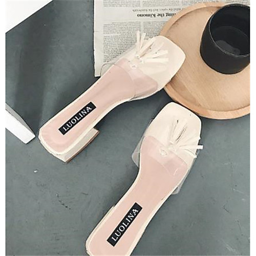 

Жен. Полиуретан Лето Сандалии На низком каблуке Черный / Бежевый / Хаки