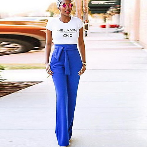 

Жен. Классический Широкие Брюки - Однотонный Красный