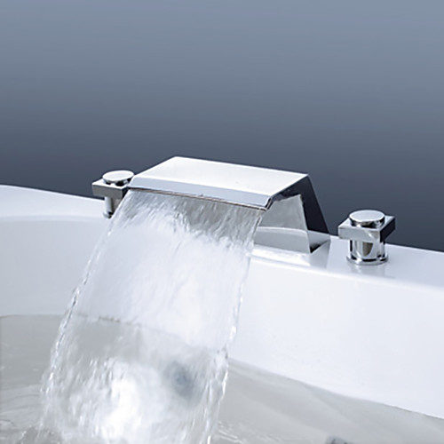 

Ванная раковина кран - Водопад Хром Разбросанная Две ручки три отверстияBath Taps