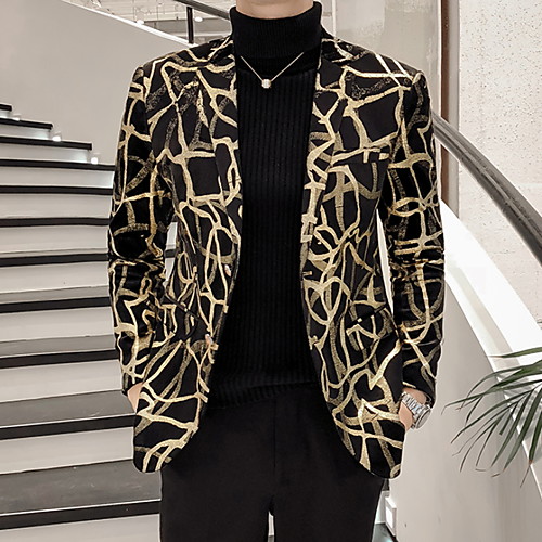 

Муж. Блейзер Лацкан с тупым углом Полиэстер Черный XXXL / XXXXL / XXXXXL