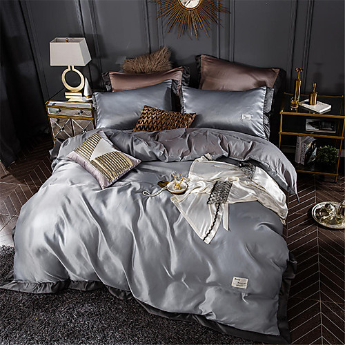 

Пододеяльник наборы Однотонный / Роскошь Хлопок Плиссировка 4 предметаBedding Sets