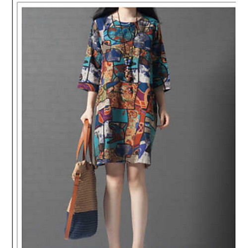 

Жен. Хлопок Прямое Платье До колена