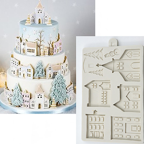 

Рождественский пряничный домик силиконовые формы помадка формы инструменты для украшения торта шоколад gumpaste sugarcraft кухонные гаджеты