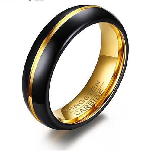 

Men's Ring 1pc Gold / Black Tungsten Steel Round Stylish Party Daily Jewelry Classic Cool