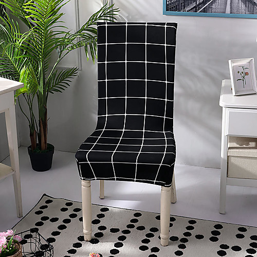

Black Gridding Checks Print Very Soft Chair Cover Stretch Removable Washable Dining Room Chair Protector Slipcovers Home Decor Dining Room Seat Cover