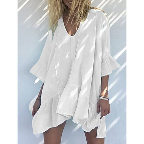 

Women's Tunic Dress White Purple Light Blue XXXL XXXXL XXXXXL