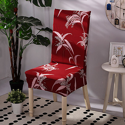 

Red Floral Print Very Soft Chair Cover Stretch Removable Washable Dining Room Chair Protector Slipcovers Home Decor Dining Room Seat Cover