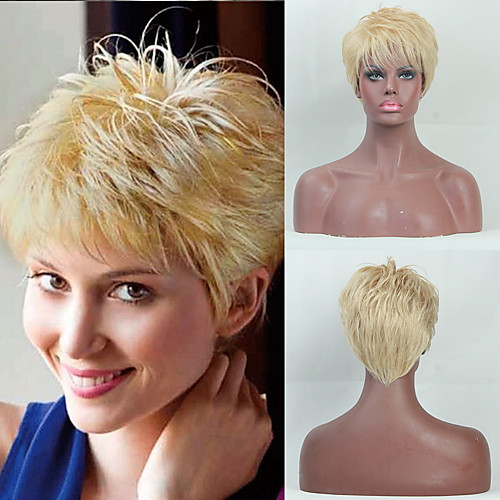 

Human Hair Capless Wigs Human Hair Straight / Natural Straight Pixie Cut / Layered Haircut / Asymmetrical / Short Hairstyles 2019 Fashionable Design / Adjustable / Heat Resistant Blonde Short Capless