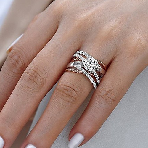 

Women's Engagement Ring Cubic Zirconia 1pc White Gold Plated Alloy Six Prongs Luxury Wedding Engagement Jewelry Solitaire
