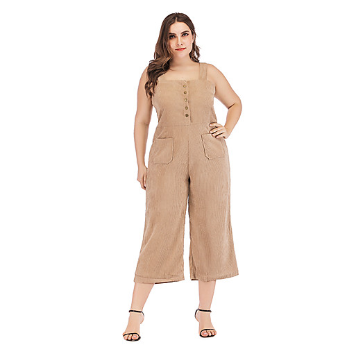 

Жен. Хаки Комбинезоны, Однотонный XXXL XXXXL XXXXXL