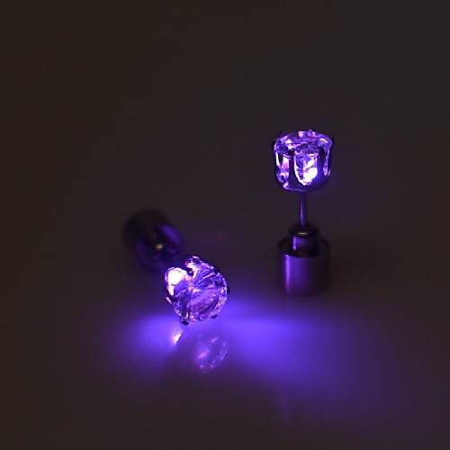 

Women's Luminous Stone Stud Earrings Earrings Set Silver Earrings Jewelry White / Purple / Rainbow For Party Carnival Club Bar 2pcs