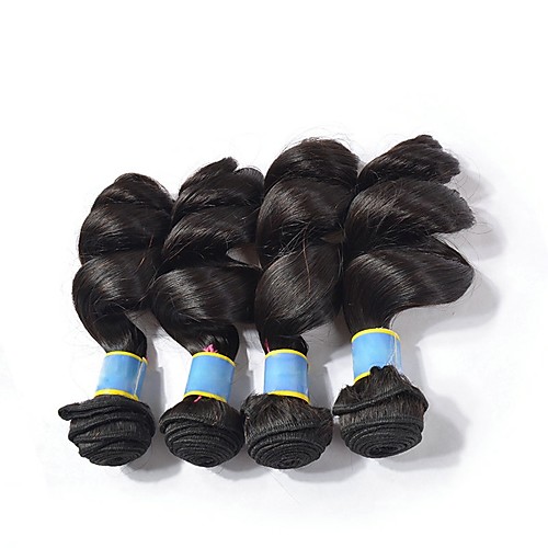 

4 Bundles Indian Hair Loose Wave Remy Human Hair Unprocessed Human Hair Natural Color Hair Weaves / Hair Bulk Bundle Hair Human Hair Extensions 8-28 inch Natural Color Human Hair Weaves Odor Free New