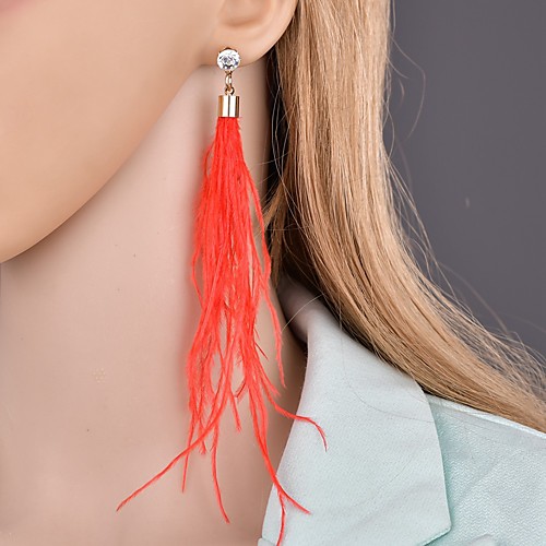 Жен. Серьги-слезки Перья Серьги Сова Перо корейский Милая Мода Modern Бижутерия Черный / Красный / Зеленый Назначение Повседневные Для улицы Праздники Офис фестиваль 1 пара