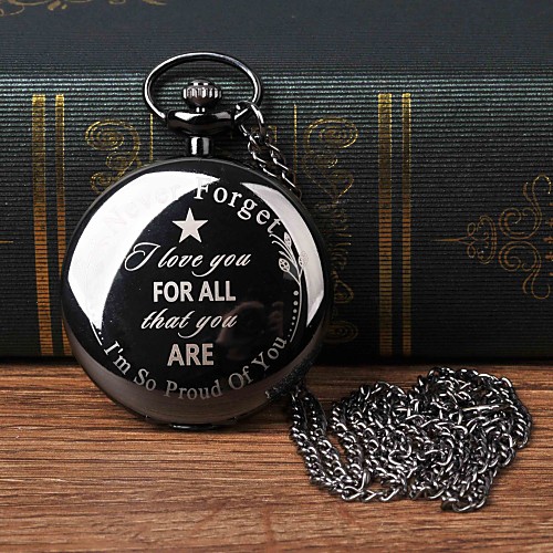 

Men's Pocket Watch Quartz Black Casual Watch Large Dial Analog Fashion Word Watch - Black