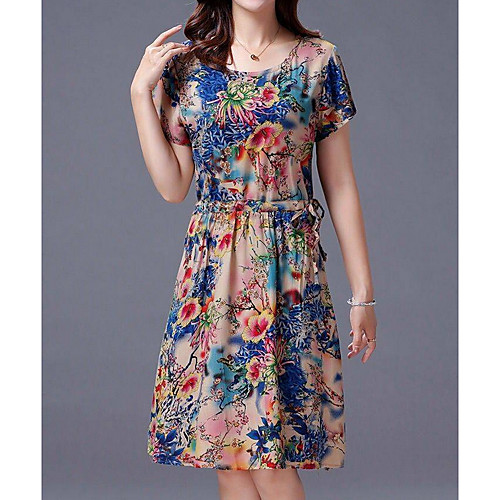 

Жен. Классический Оболочка Платье - Геометрический принт До колена