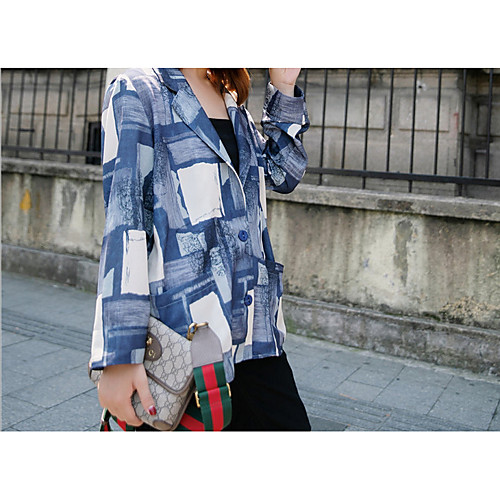 

Жен. Блейзер Лацкан с тупым углом Полиэстер Синий S / M