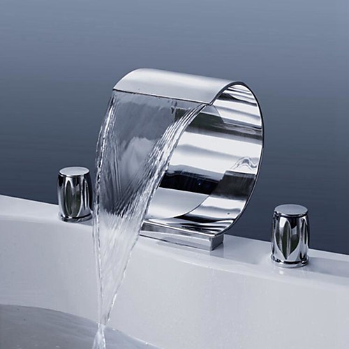

Ванная раковина кран - Водопад Хром Разбросанная Две ручки три отверстияBath Taps