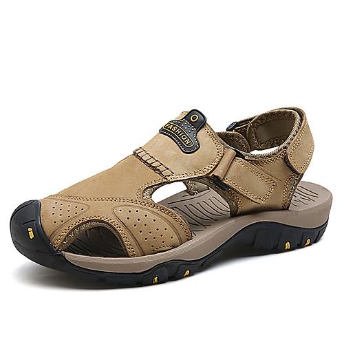 

Men's Nappa Leather Fall / Spring & Summer Casual Sandals Breathable Light Brown / Dark Brown / Khaki
