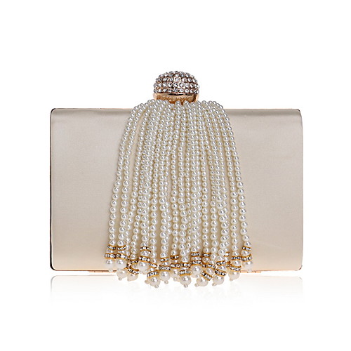 

Women's Crystals / Tassel Polyester / Alloy Evening Bag Black / White / Almond
