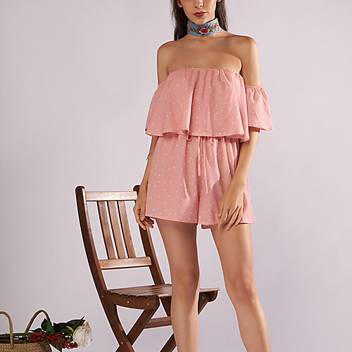 

Жен. Классический Розовый Комбинезоны, Горошек M L XL