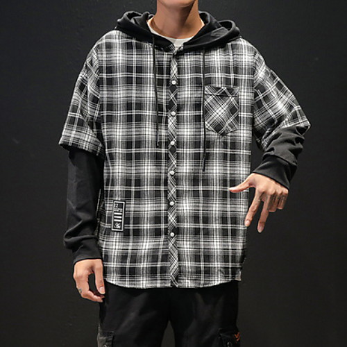 

Муж. Большие размеры - Рубашка Капюшон Полоски