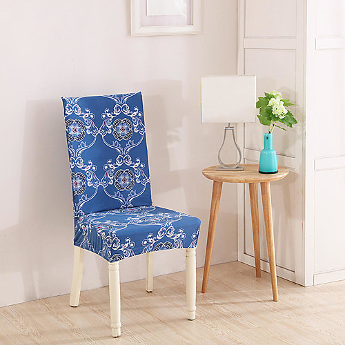 

Luxury Blue Floral Print Very Soft Chair Cover Stretch Removable Washable Dining Room Chair Protector Slipcovers Home Decor Dining Room Seat Cover