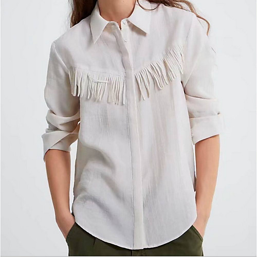 

Жен. Рубашка Однотонный Белый S