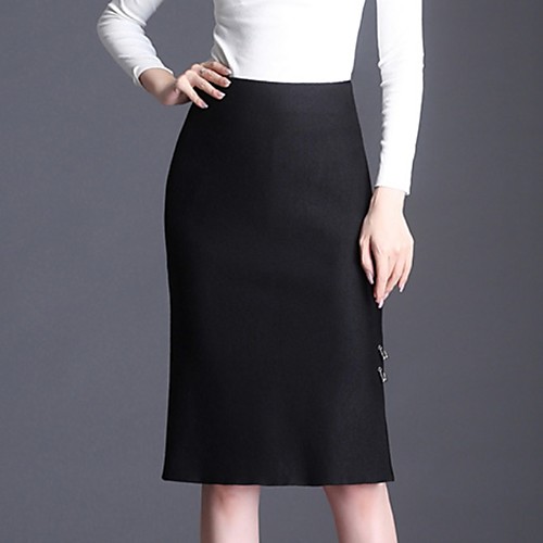 

женские юбки длиной до колена - однотонные