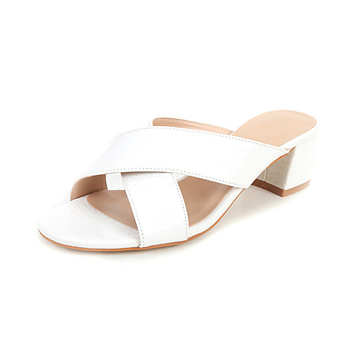 

Жен. Лакированная кожа Лето Сандалии На толстом каблуке Белый / Черный / Вино