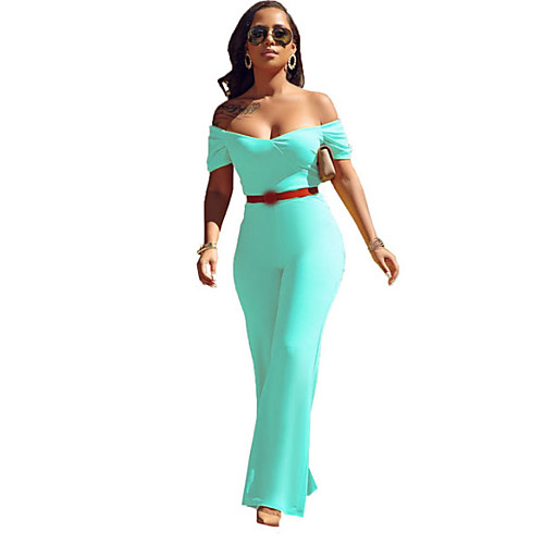 

Жен. Желтый Светло-синий Комбинезоны, Однотонный M L XL