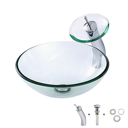 

умывальник для ванной / монтажное кольцо для ванной / водосток для ванной Современный - Закаленное стекло Круглый