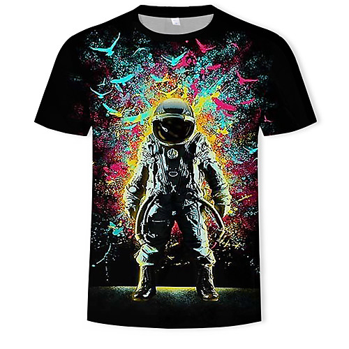 

Муж. С принтом Футболка Контрастных цветов / 3D / Мультипликация Черный XL