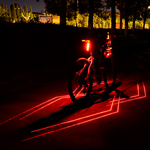 фото Лазер светодиодная лампа велосипедные фары задняя подсветка на велосипед огни безопасности горные велосипеды велоспорт велоспорт водонепроницаемый несколько режимов супер яркий безопасность Lightinthebox