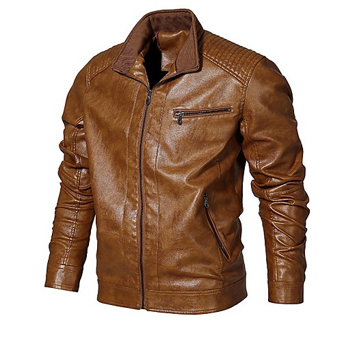 

Муж. Повседневные Обычная Куртка, Однотонный Рубашечный воротник Длинный рукав Полиэстер Коричневый / Черный / Желтый L / XL / XXL