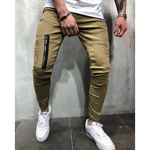 

Муж. Классический Штаны Брюки - Однотонный Зеленый Черный Хаки XL XXL XXXL