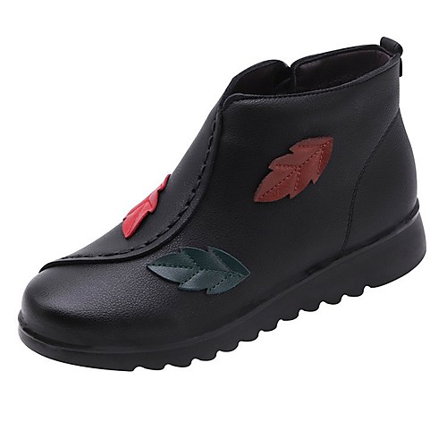 

Жен. Полиуретан Весна Ботинки На низком каблуке Ботинки Черный / Желтый / Винный