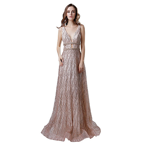 

А-силуэт Погруженный декольте С коротким шлейфом Пайетки Платье с Пайетки от JUDY&JULIA