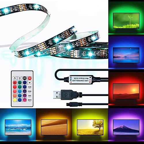 

BRELONG 3m RGB Tiktok LED Strip Lightss 150 LEDs 5050 SMD 10mm 1 24Keys Remote Controller RGB Waterproof / Cuttable / USB 5 V 1pc