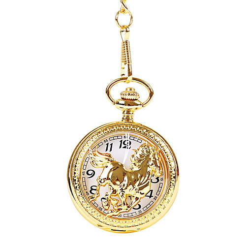 

Men's Pocket Watch Quartz Gold Hollow Engraving Large Dial Analog Fashion Skeleton - Golden