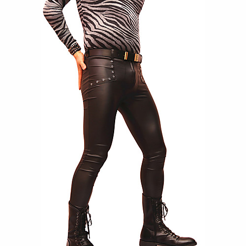 

Блестящие костюмы на все тело ""зентай"" Брюки Кожаный костюм Мотоцикл Мужчины Взрослые Косплэй костюмы Косплей Хэллоуин Черный Однотонный Кожа PU Муж. Хэллоуин Маскарад / Эластичность