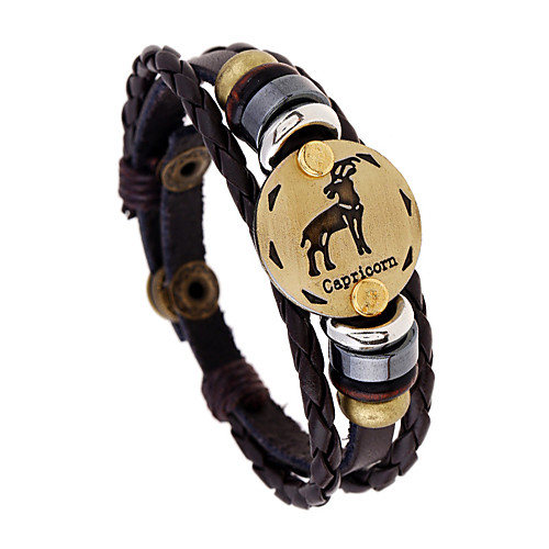 

Men's Vintage Bracelet Braided Capricorn Punk Leather Bracelet Jewelry Coffee For Gift Daily