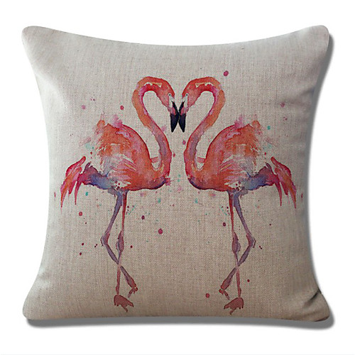 

1 pcs Cotton / Linen Pillow Cover Pillow Case, Flamingo Animal Fashion Artistic Style Tropical