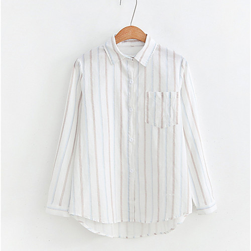 

Жен. Рубашка Рубашечный воротник Полоски