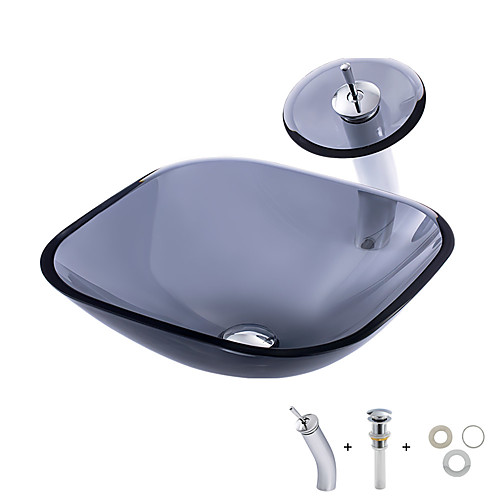 

умывальник для ванной / монтажное кольцо для ванной / водосток для ванной Современный - Закаленное стекло Квадратный