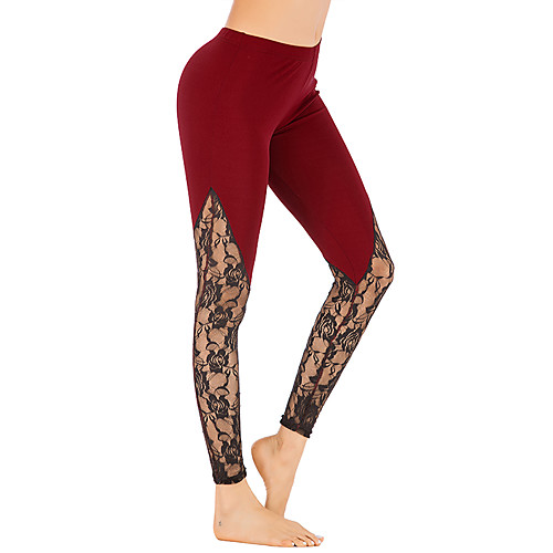 

Activewear Pants Lace Split Joint Women's Training Performance Natural Elastic Elastane Polyster