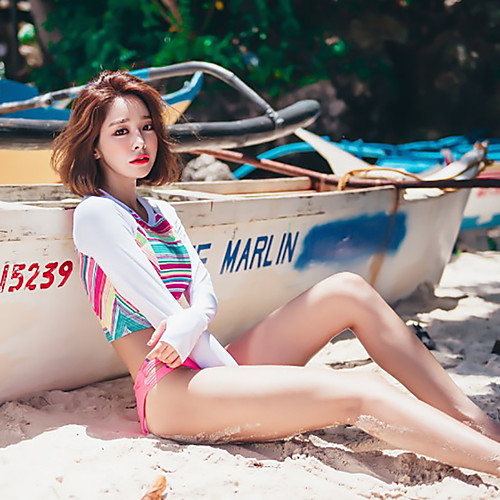 

Жен. Тонкий гидрокоостюм Сохраняет тепло Быстровысыхающий Пригодно для носки Чинлон Длинный рукав Купальники Одежда для пляжа Купальники Живопись Плавание Дайвинг / Эластичная