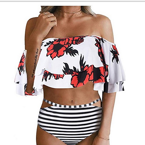 

Жен. Красный Желтый Пурпурный Бикини Купальники - Однотонный L XL XXL Красный