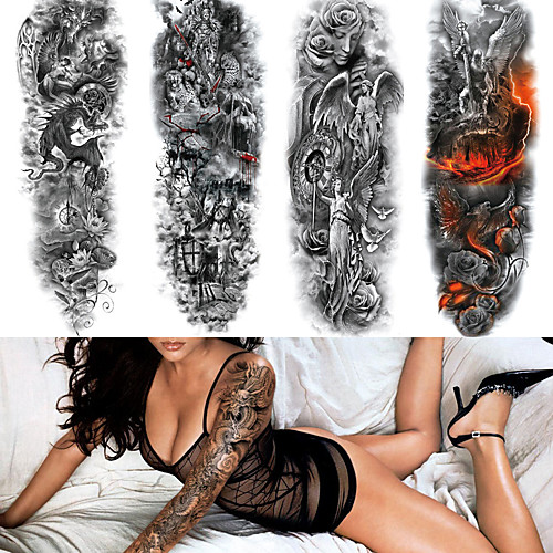 

4 pcs Temporary Tattoos Eco-friendly Disposable Body brachium Back Card Paper